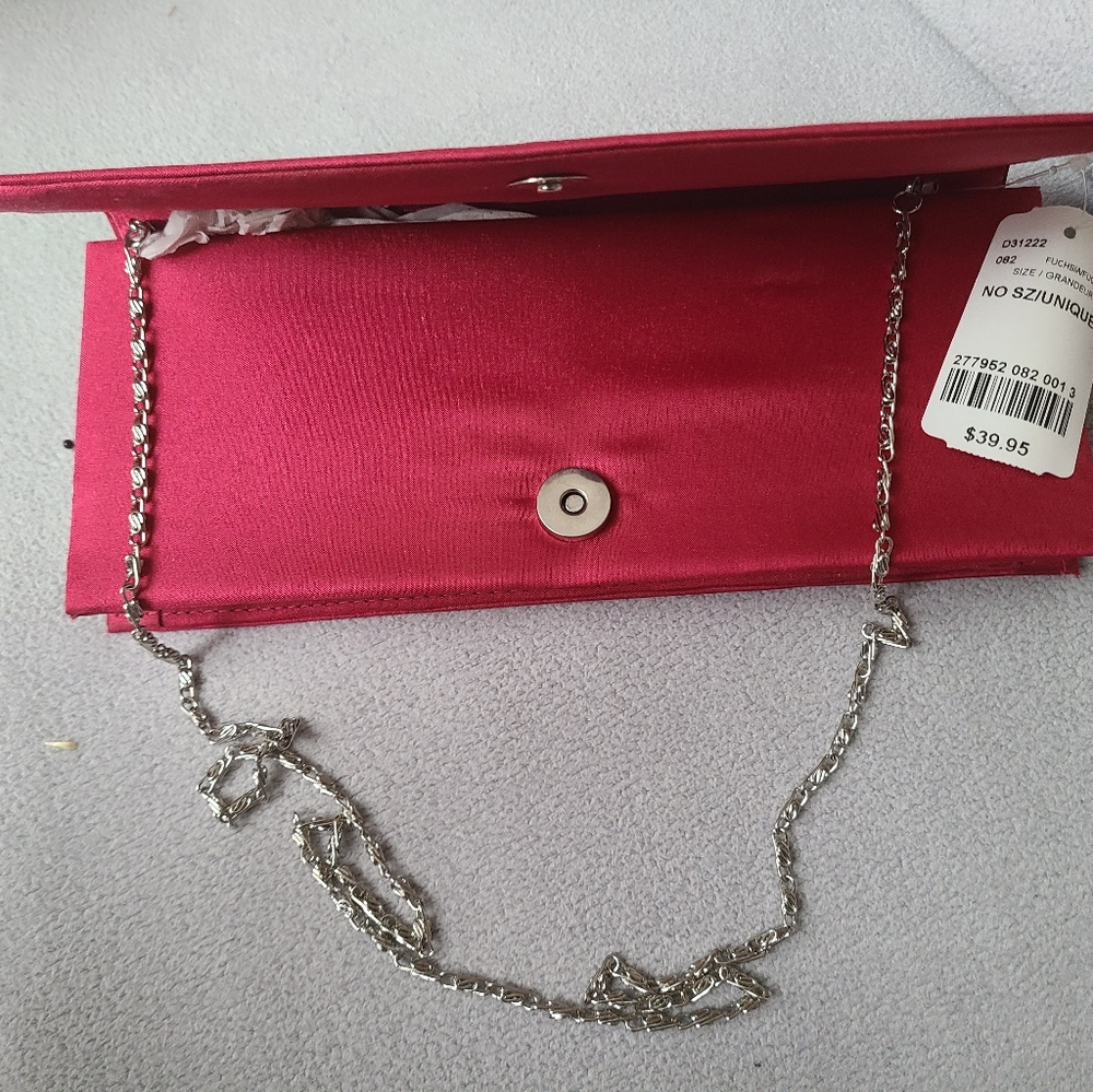 BOGO** NWT Pink Clutch w Silver Chain Strap